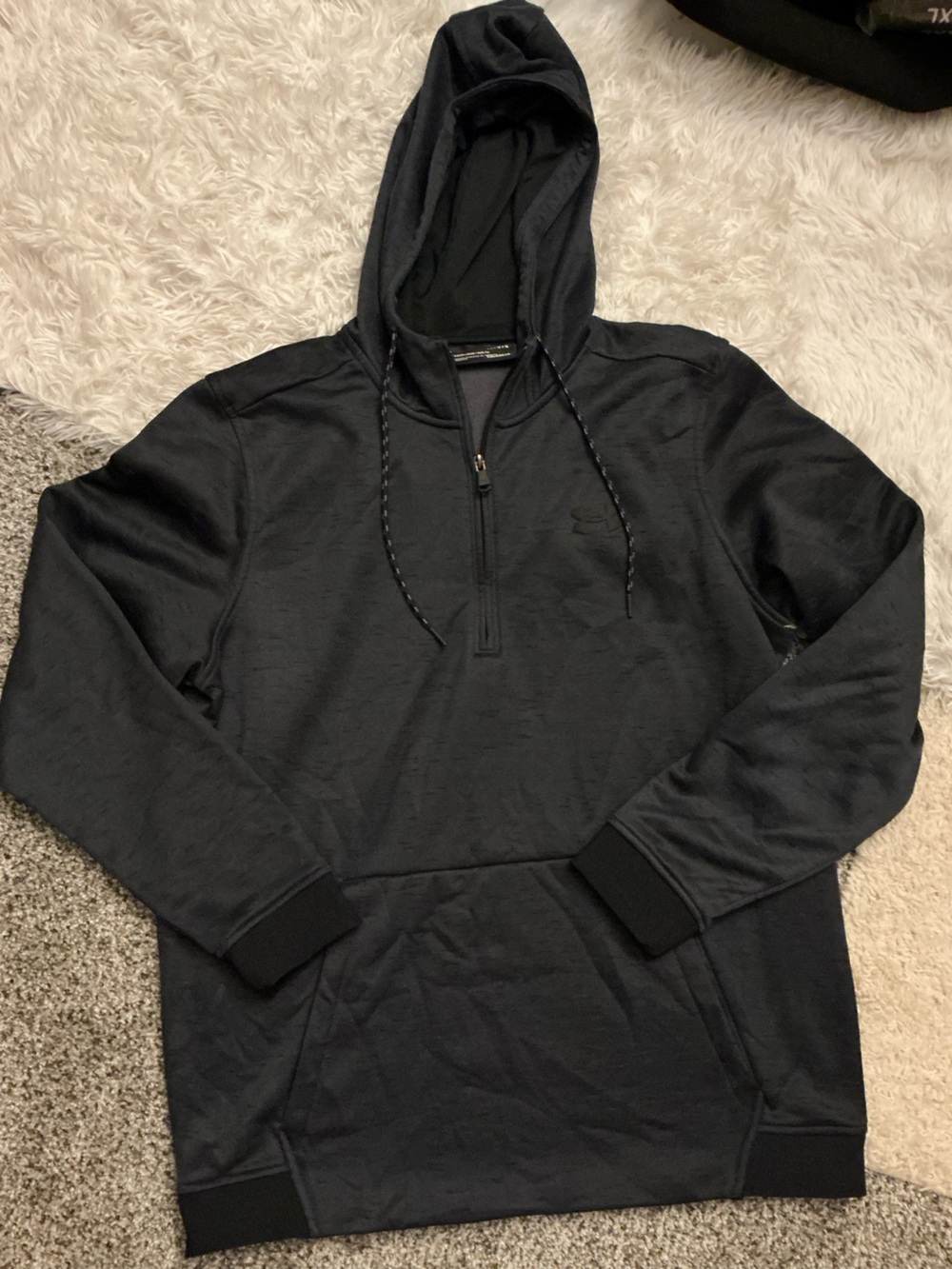 🔥 Under Armour Black ColdGear Quarter-Zip Hoodie Jacket Men's Large